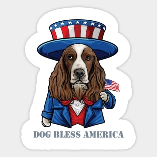 English Springer Spaniel Dog Bless America Sticker